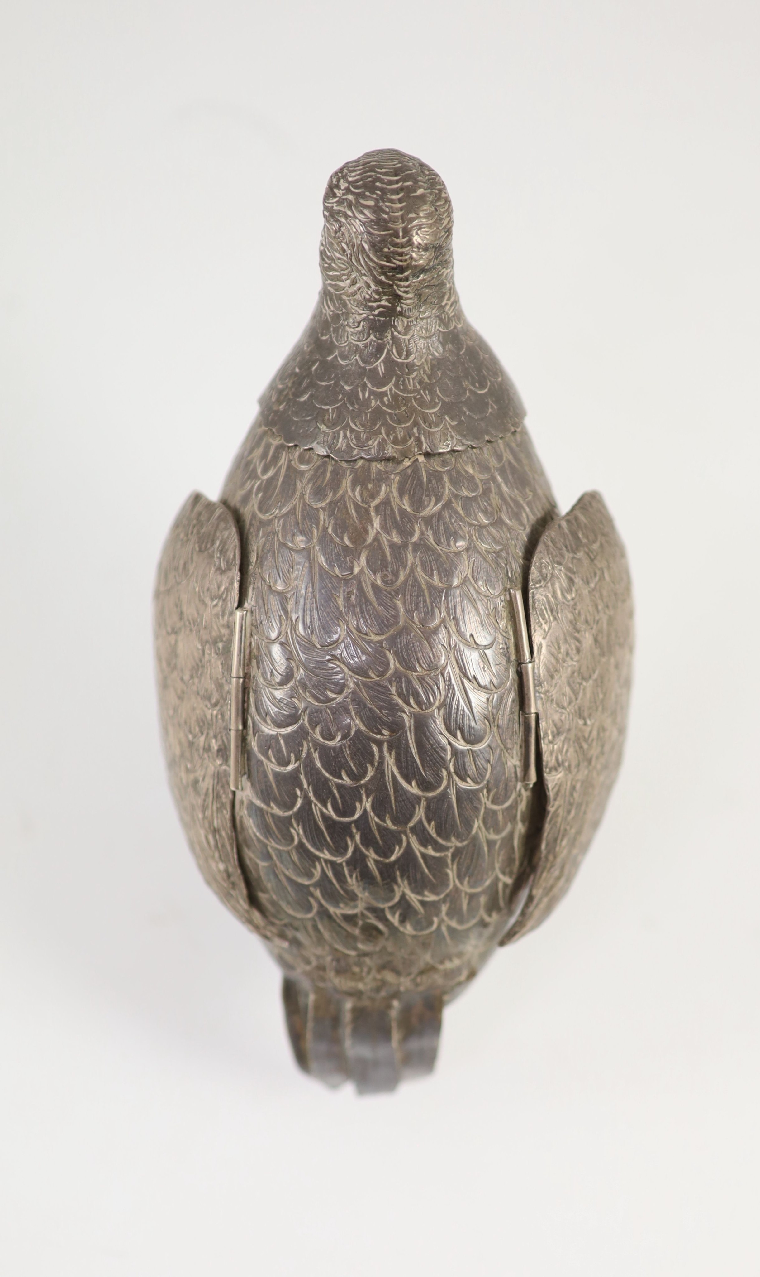 A late Victorian silver free-standing model of a grouse